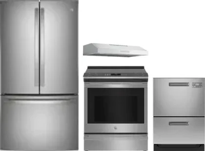4 Piece Package Includes Refrigerator, Range, Hood And Dishwasher